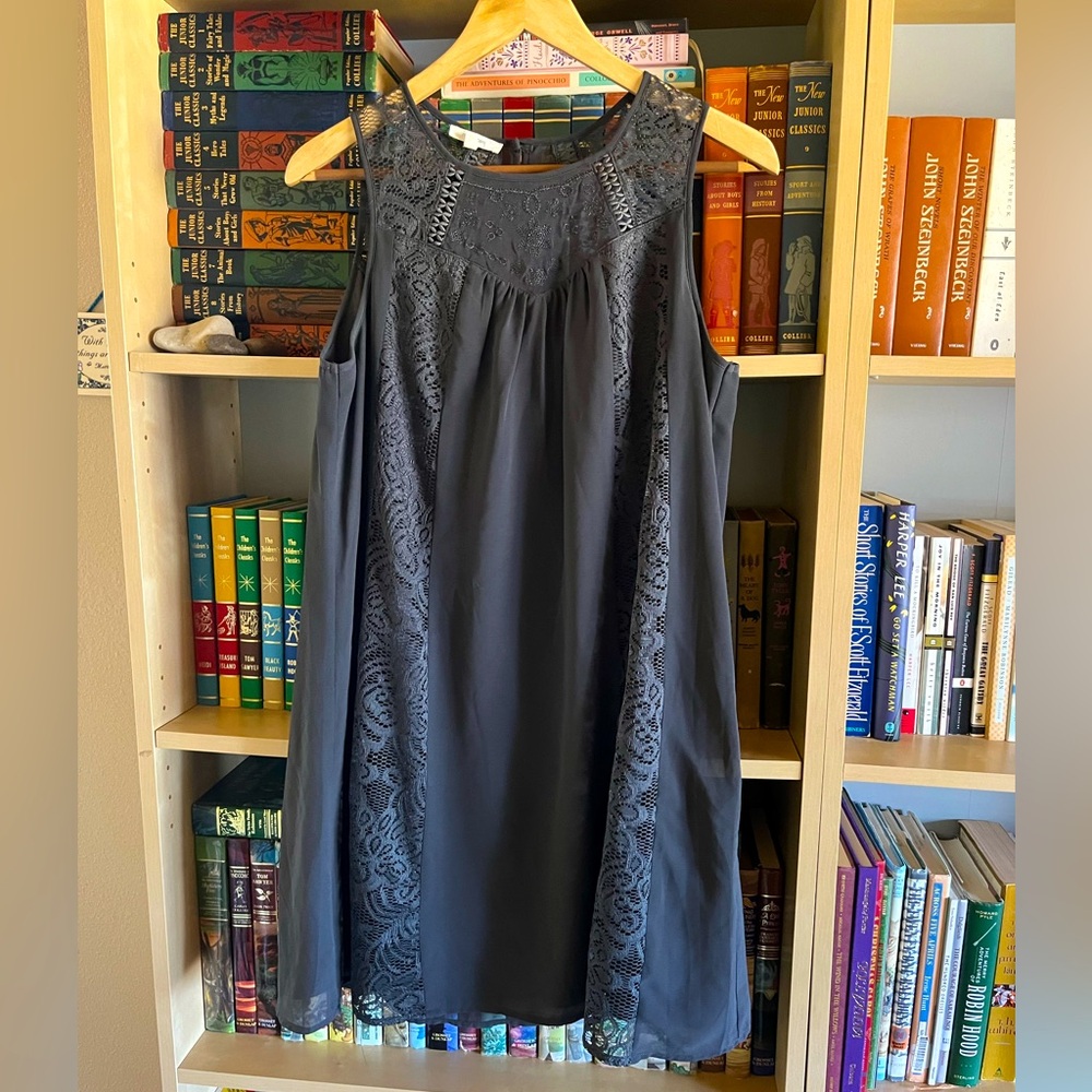 Maurices Black Lace Trim Sleeveless A-Line Dress